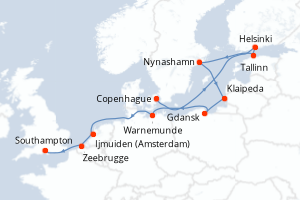 carte itinéraire croisière Europe du Nord 11 jours au départ du port de Copenhague