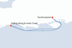 carte itinéraire croisière Europe du Nord 2 jours au départ du port de Southampton