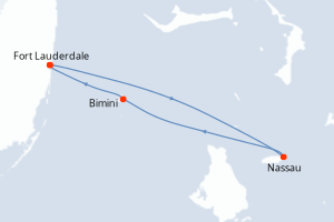 carte itinéraire croisière Caraïbes Bahamas 5 jours au départ du port de Fort Lauderdale