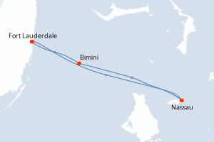 carte itinéraire croisière Caraïbes Bahamas 4 jours au départ du port de Fort Lauderdale