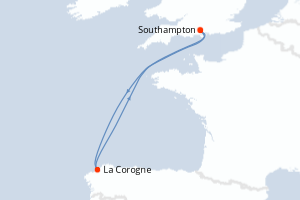 carte itinéraire croisière Europe du Nord 4 jours au départ du port de Southampton