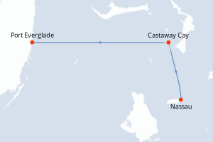 carte itinéraire croisière Caraïbes Bahamas 3 jours au départ du port de Fort Lauderdale