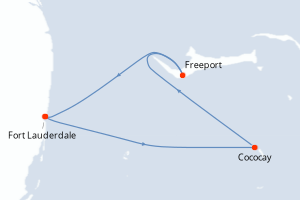 Carte de l'itinéraire de croisière Fort Lauderdale-Fort Lauderdale d'une durée de 4 jours