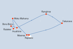 Carte de l'itinéraire de croisière Papeete-Papeete d'une durée de 10 jours