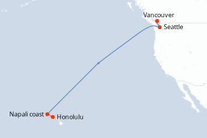 carte itinéraire croisière Hawaii 9 jours au départ du port de Vancouver