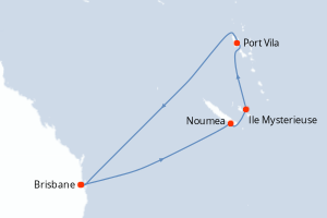 carte itinéraire croisière Australie Nouvelle Zélande 8 jours au départ du port de Brisbane