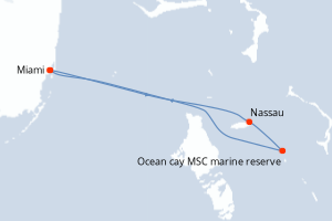 carte itinéraire croisière Caraïbes Bahamas 4 jours au départ du port de Miami