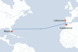 carte itinéraire croisière Caraïbes Bahamas 13 jours au départ du port de Lisbonne