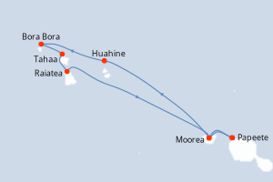 Carte de l'itinéraire de croisière Papeete-Papeete d'une durée de 10 jours