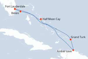 carte itinéraire croisière Caraïbes Bahamas 7 jours au départ du port de Fort Lauderdale