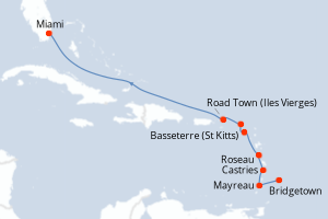 carte itinéraire croisière Caraïbes Bahamas 10 jours au départ du port de Bridgetown