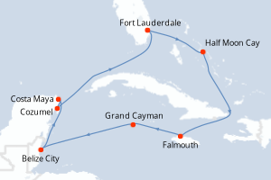 carte itinéraire croisière Caraïbes Bahamas 10 jours au départ du port de Fort Lauderdale