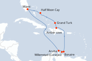 carte itinéraire croisière Caraïbes Bahamas 10 jours au départ du port de Miami
