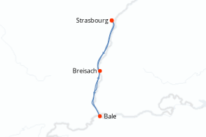 carte itinéraire croisière Rhin Main Moselle 4 jours au départ du port de Strasbourg