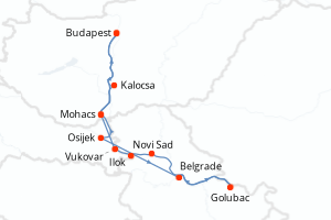 carte itinéraire croisière Danube 7 jours au départ du port de Budapest