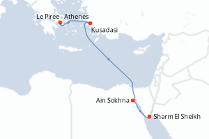 carte itinéraire croisière Mer Rouge Océan Indien 5 jours au départ du port de Sharm El Sheikh