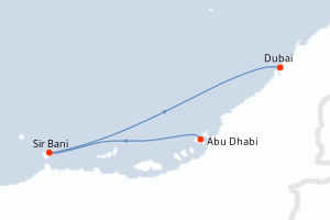 Carte itinéraire croisière Emirats Arabes Unis - 3 jours au départ de Abu Dhabi - Moyen-Orient Dubaï