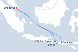 carte itinéraire croisière Asie 8 jours au départ du port de Singapour