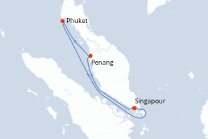 carte itinéraire croisière Asie 4 jours au départ du port de Singapour