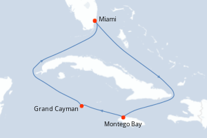 Carte de l'itinéraire de croisière Miami-Miami d'une durée de 5 jours