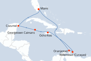 carte itinéraire croisière Caraïbes Bahamas 10 jours au départ du port de Miami