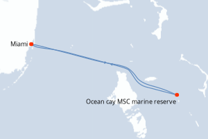 carte itinéraire croisière Caraïbes Bahamas 2 jours au départ du port de Miami