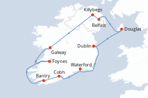 Carte de l'itinéraire de croisière Dublin-Dublin d'une durée de 11 jours