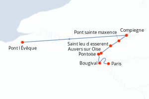 Carte de l'itinéraire de croisière Paris-Pont l évêque d'une durée de 6 jours