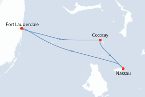 carte itinéraire croisière Caraïbes Bahamas 4 jours au départ du port de Fort Lauderdale