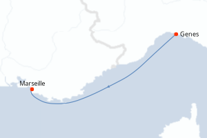 carte itinéraire croisière Méditerranée 1 jour au départ du port de Genes