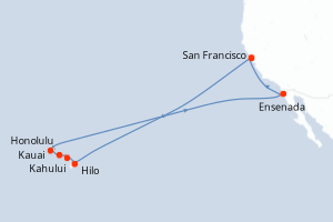 carte itinéraire croisière Riviera Mexicaine 16 jours au départ du port de San Francisco