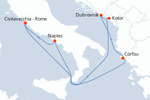 carte itinéraire croisière Méditerranée 7 jours au départ du port de Civitavecchia - Rome
