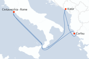 carte itinéraire croisière Méditerranée 5 jours au départ du port de Civitavecchia - Rome