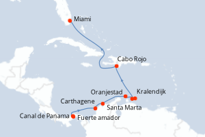 carte itinéraire croisière Caraïbes Bahamas 11 jours au départ du port de Fuerte amador