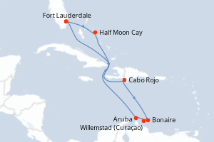Carte itinéraire croisière Bahamas, Antilles - 10 jours au départ de Fort Lauderdale - Caraïbes Bahamas