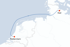 carte itinéraire croisière Europe du Nord 3 jours au départ du port de Rotterdam