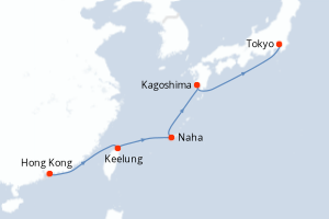 carte itinéraire croisière Asie 7 jours au départ du port de Hong Kong