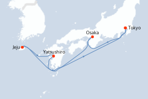 Carte de l'itinéraire de croisière Tokyo-Tokyo d'une durée de 7 jours