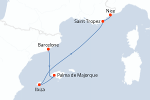 carte itinéraire croisière Méditerranée 5 jours au départ du port de Barcelone