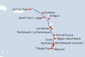 Carte itinéraire croisière L essentiel des Caraïbes - 12 jours au départ de Fort de France - Caraïbes Bahamas