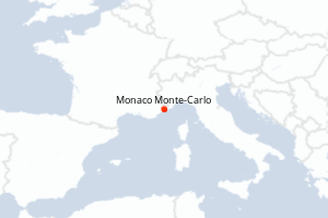 Carte de l'itinéraire de croisière Monaco Monte-Carlo-Monaco Monte-Carlo d'une durée de 5 jours