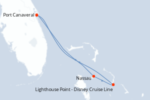 carte itinéraire croisière Caraïbes Bahamas 4 jours au départ du port de Port Canaveral