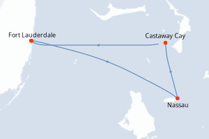 Carte itinéraire croisière États-Unis, Bahamas - 5 jours au départ de Fort Lauderdale - Caraïbes Bahamas