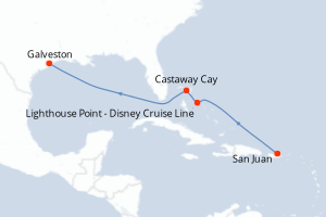 carte itinéraire croisière Caraïbes Mexique 6 jours au départ du port de San Juan