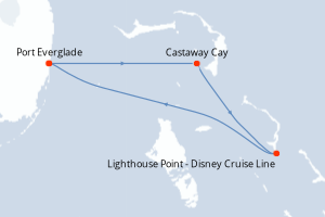 Carte de l'itinéraire de croisière Fort Lauderdale-Fort Lauderdale d'une durée de 4 jours
