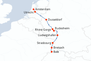 carte itinéraire croisière Europe du Nord 7 jours au départ du port de Amsterdam
