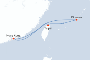 carte itinéraire croisière Asie 5 jours au départ du port de Hong Kong