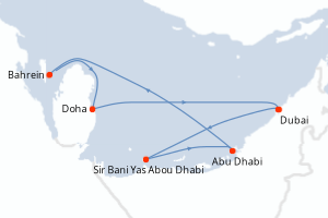 Carte itinéraire croisière Emirats Arabes Unis, Bahrein, Qatar - 7 jours au départ de Dubai - Moyen-Orient Dubaï