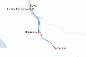 Carte de l'itinéraire de croisière Bordeaux-Bordeaux d'une durée de 4 jours