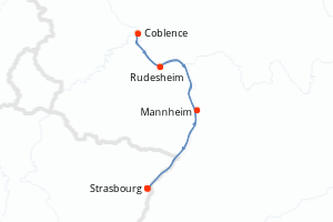 carte itinéraire croisière Rhin Main Moselle 4 jours au départ du port de Strasbourg